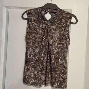 NWT Tommy Hilfiger Cream/Brown/Tan Sleeveless Blouse